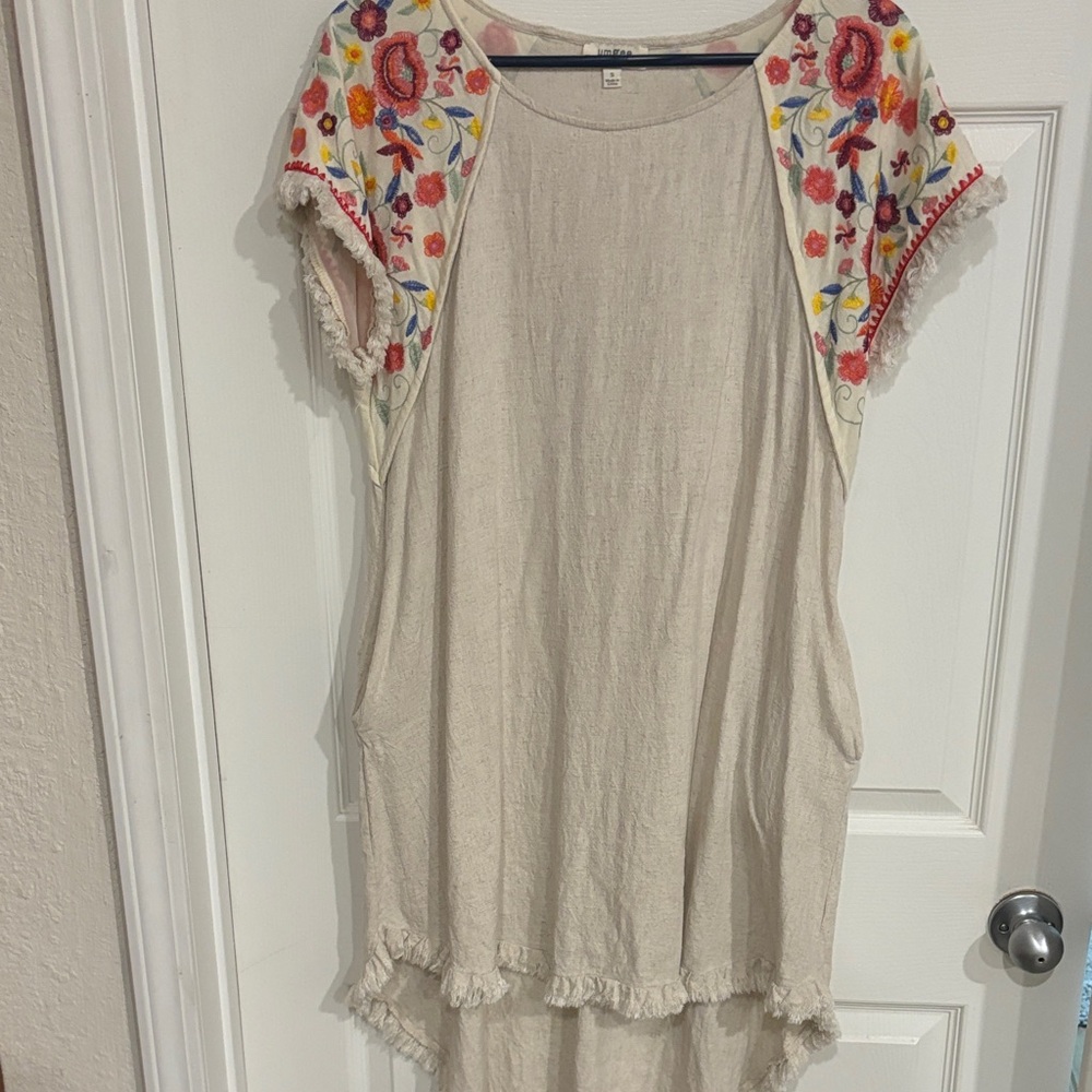 Embroidered Beige Women's Top